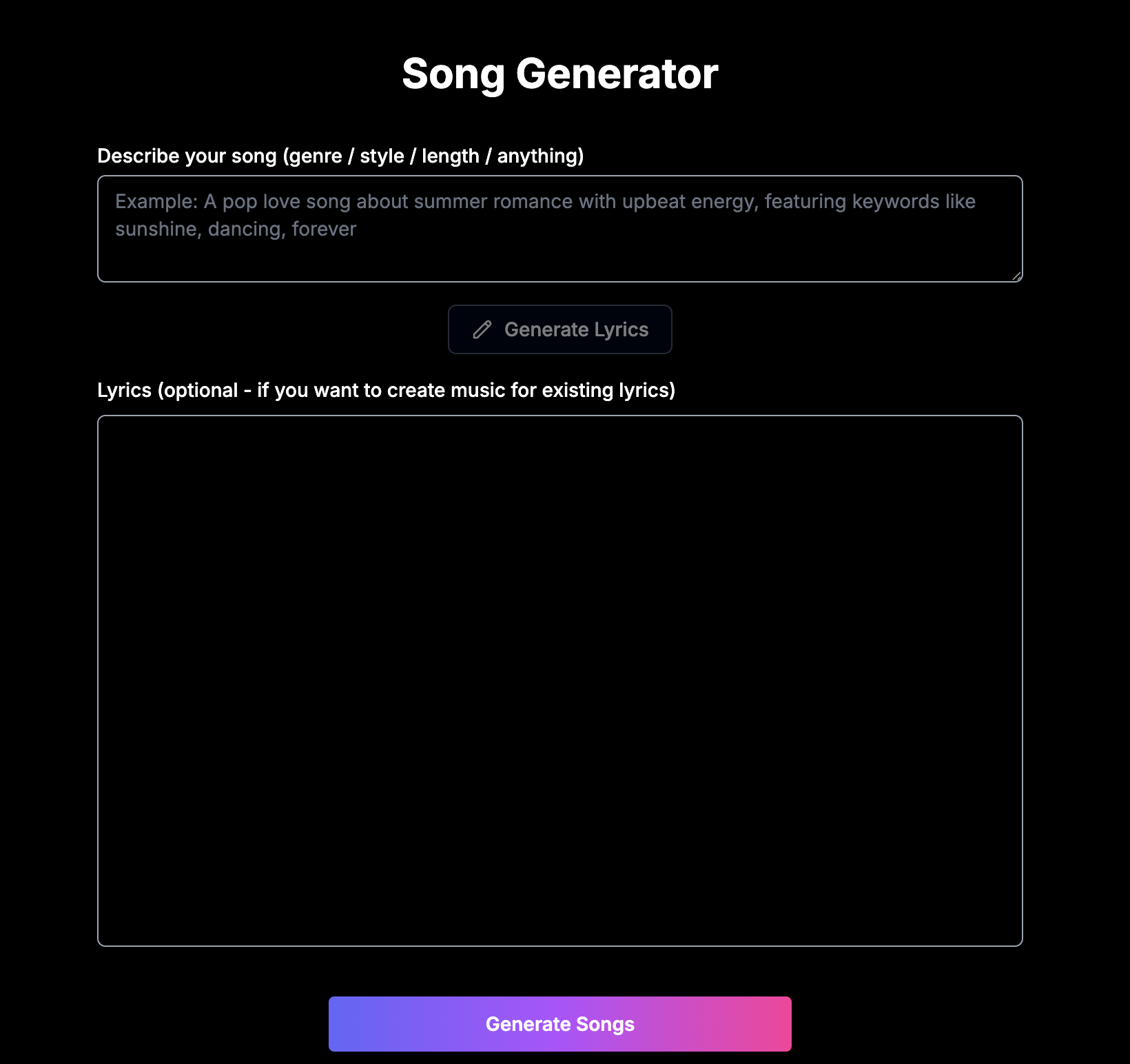Songs AI screenshot